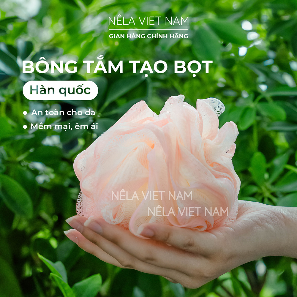 Bông Tắm Tạo Bọt Phong Cách Hàn Quốc To Cao Cấp Mềm Size Lớn Mịn Màng Chất Liệu Lưới