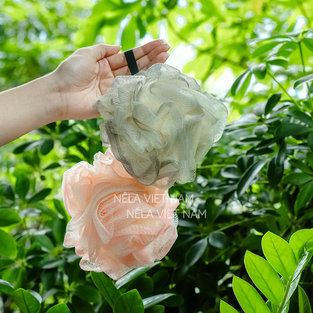 Bông Tắm Tạo Bọt Phong Cách Hàn Quốc To Cao Cấp Mềm Size Lớn Mịn Màng Chất Liệu Lưới - Hình ảnh 4